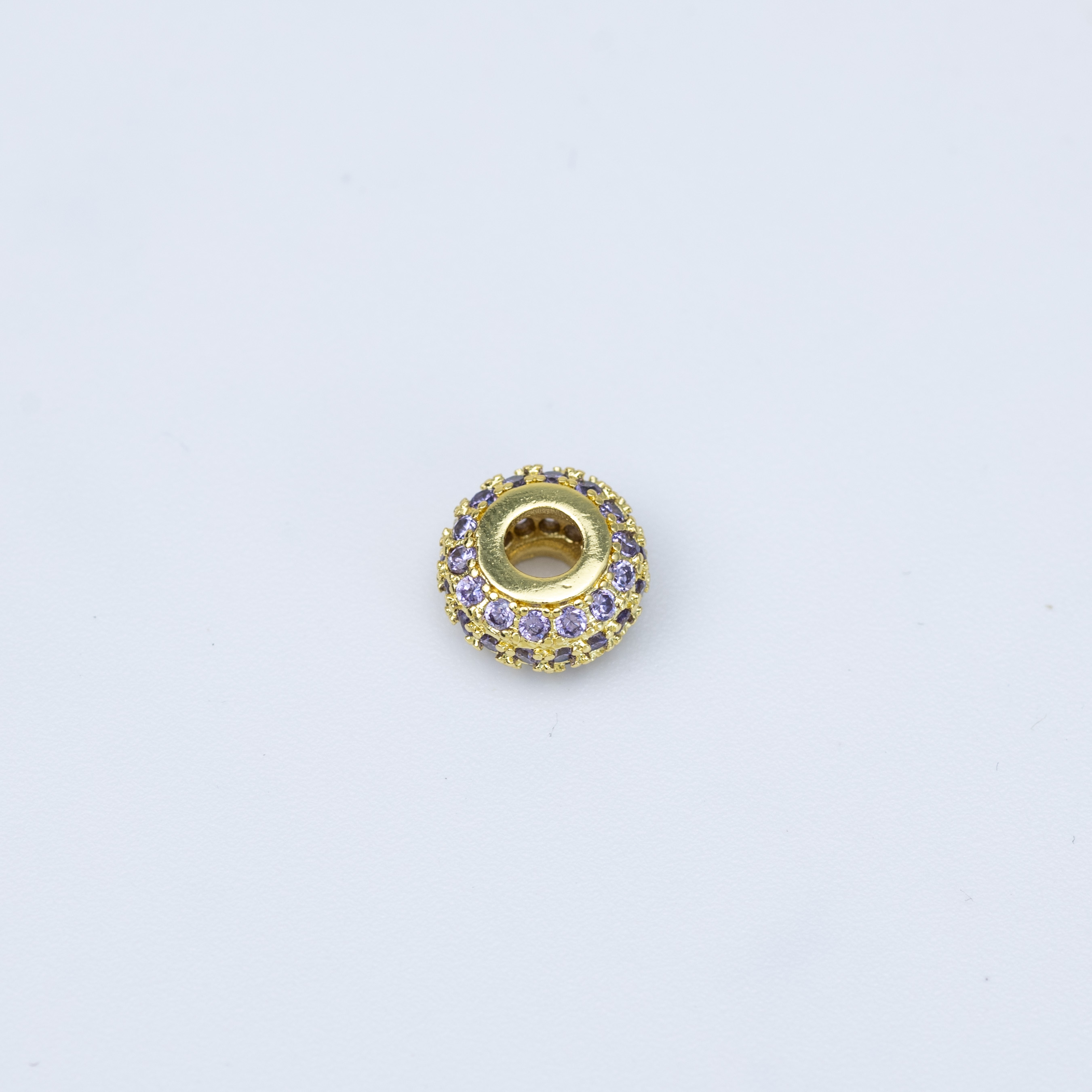 19704 Golden Beads with Lilac Crystals